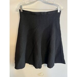 CAbi Women's Style 214 Textured Knit Amelie A-Line Skirt-Black-Skater-Size M